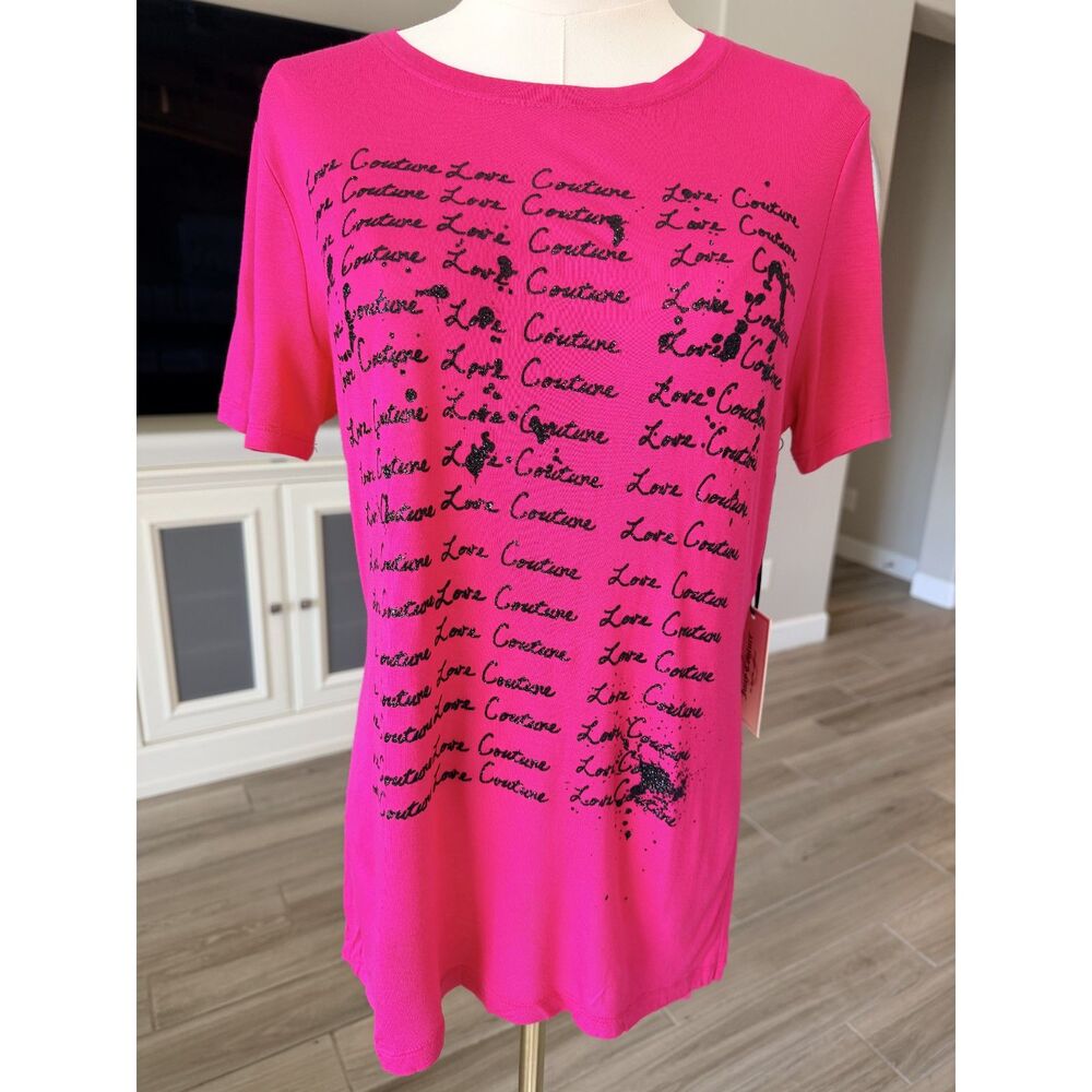 Juicy Couture Hot Pink Love Couture Glitter Graphic Tee NWT Size M